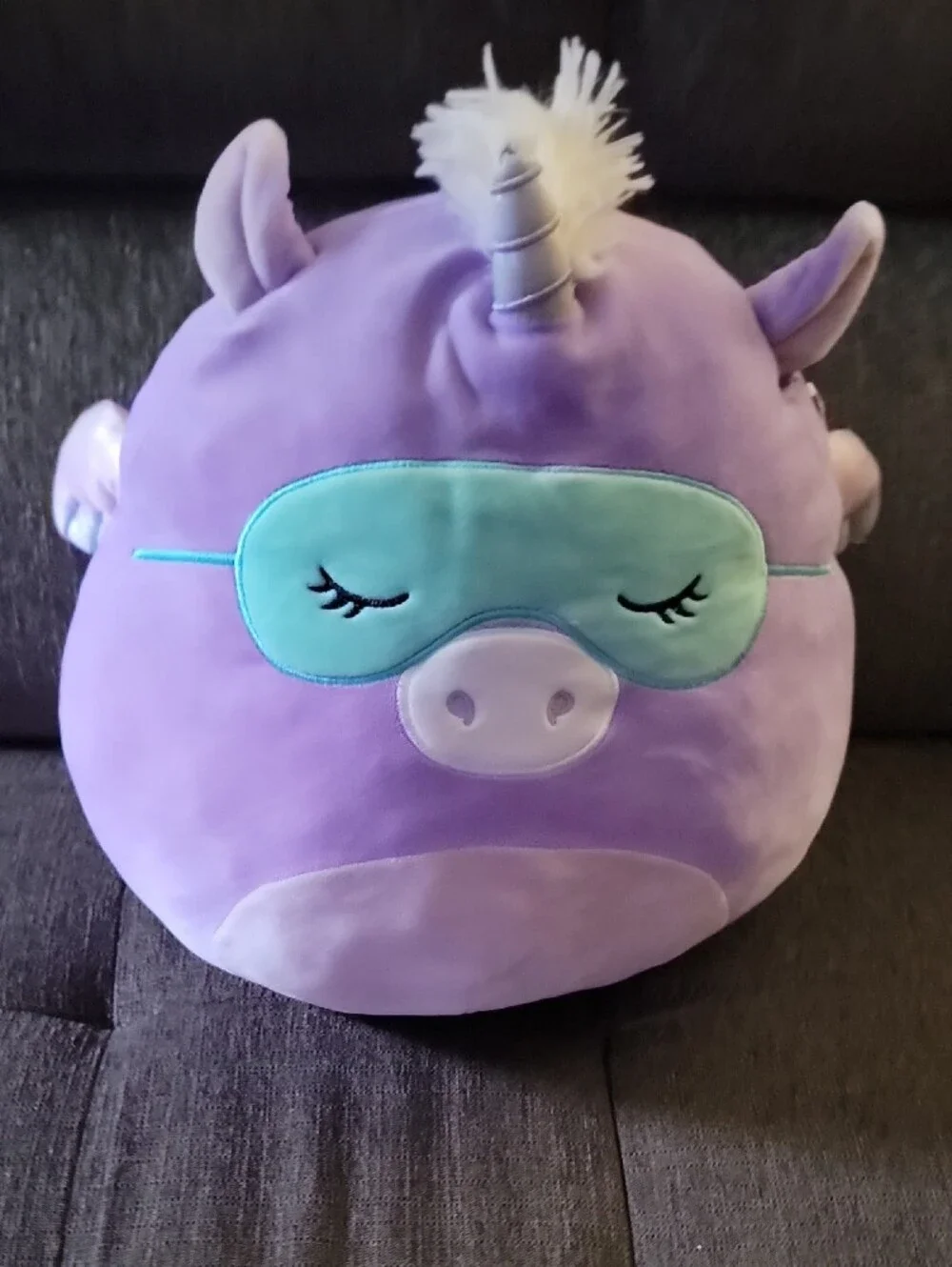 Squishmallows Purple Unicorn Plush with Mint Sleep Mask